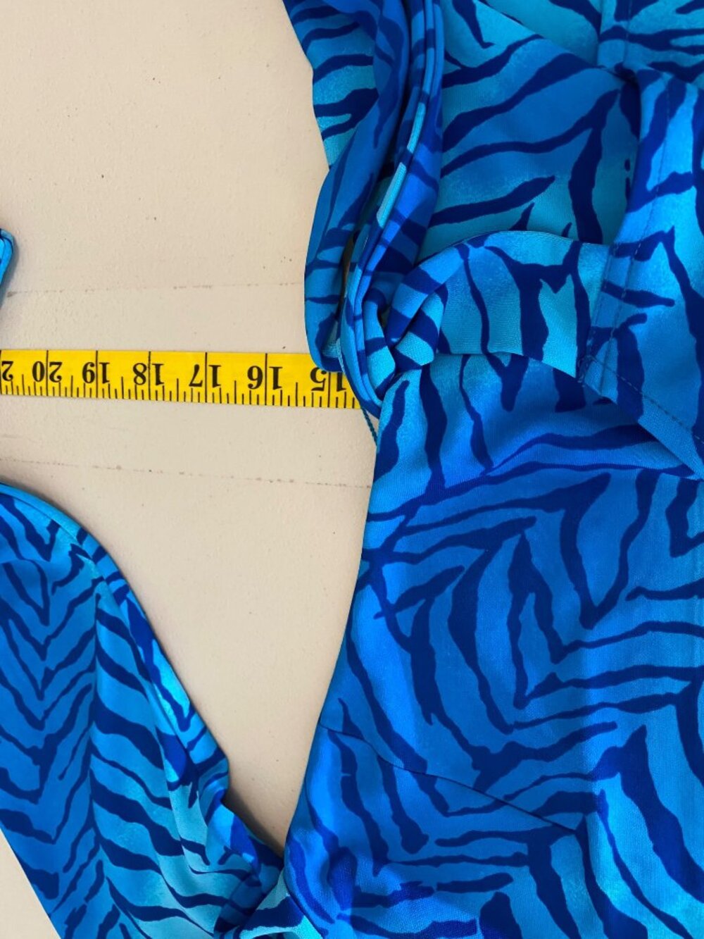 Blue Zebra Print Wrap Dress With Collar & Long Sleeves XS - Picture 9 of 10
